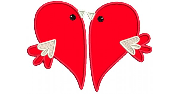 Two Love Birds Applique Machine Embroidery Design Digitized Pattern