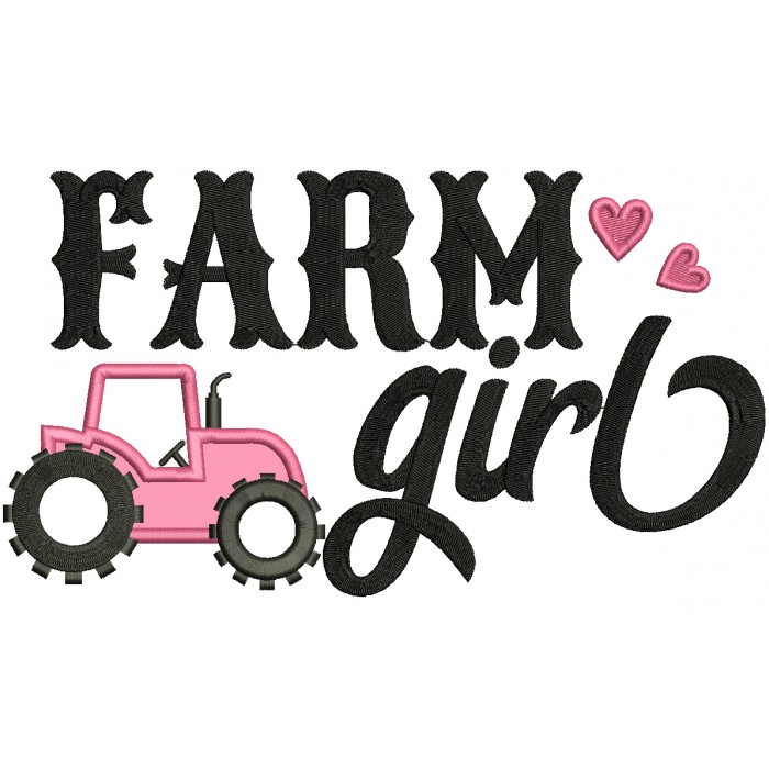 Farm Girl Tractor Applique Machine Embroidery Design Digitized Pattern 1633