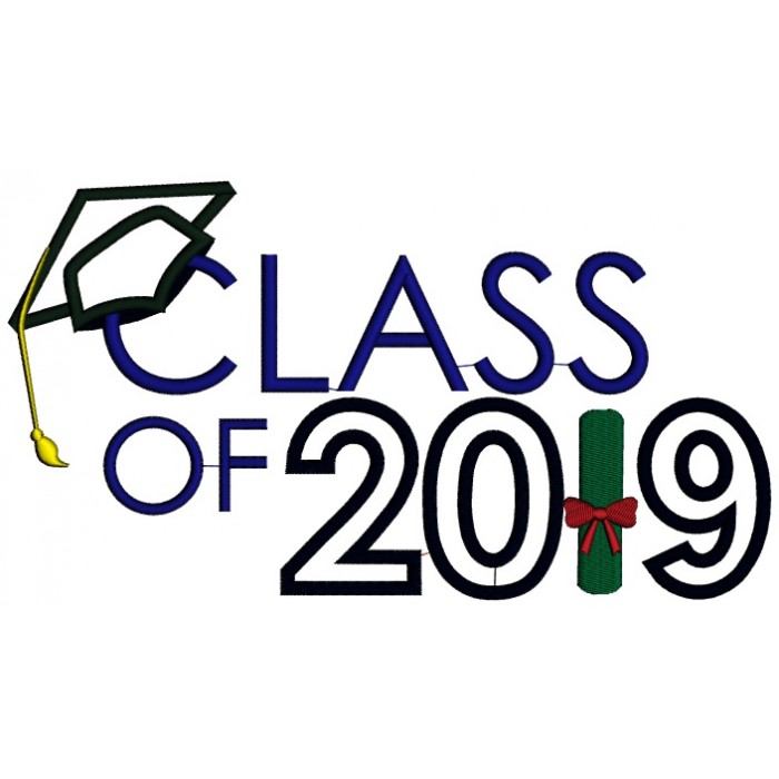 Class Of 2019 School Graduation Applique Machine Embroidery Design ...