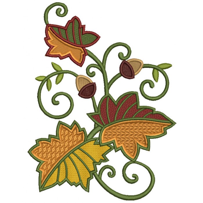 Autumn Leaves Filled Machine Embroidery Design Digitized Pattern