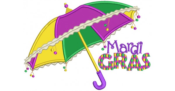 red mardi gras umbrella