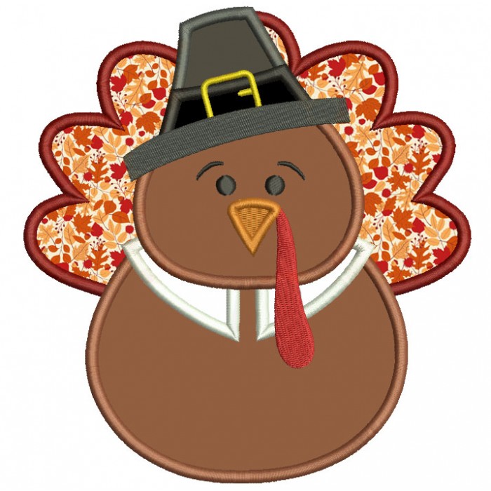 Big Thanksgiving Turkey Applique Machine Embroidery Digitized Design Pattern