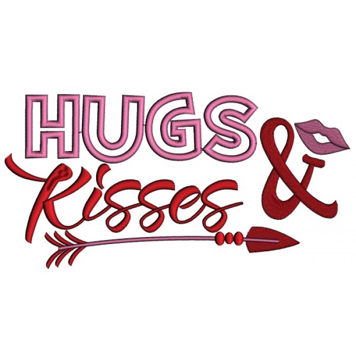 Hugs and Kisses Applique Machine Embroidery Design Digitized Pattern