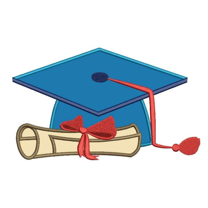 Graduation Cap Applique Machine Embroidery Digitized Design Pattern